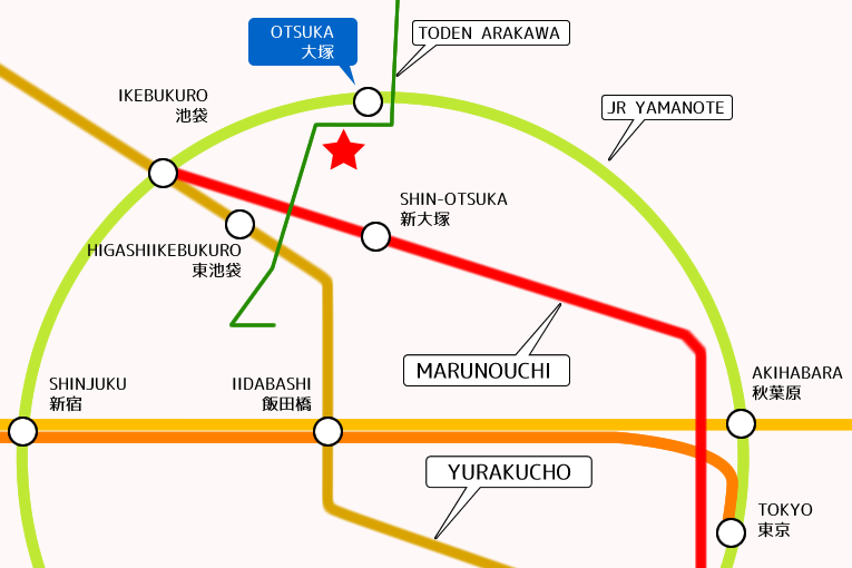 东京国际交流学院池袋校 周边线路指引